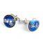 Round Blue Bike Enamel Cuff links Men Shirt Cufflinks