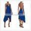 Fashion Blue Halter Evening Dresses With Asymmetric Hem sexy deep v neck sexy long dress
