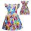 A0182# girls dress 2020 summer cotton sleeves print cartoon clothes kids dress