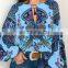 Wholesale women fully print long sleeve crew neck lace up shirt blouses and tops lady