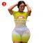European and American women's gradual color love printing fashion sports leisure two piece women's wear
