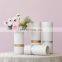 Simple Cylinder Shape White Ceramic Desktop Table Matte Vase With Gold Silver Line Gift For Wedding