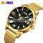 OEM skmei 9166 luxury stainless steel japanese movement golden watch men