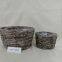 Grand pot en panier peint en gris, paniers en vannerie pour mur