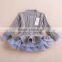 2015 Autumn & Winter Kids Girls Knit Sweater Dresses Baby girl tulle lace TUTU Winter princess jumper pullover dress