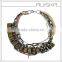Fashion Multi Layers Alloy And Pink Beads Rhinestone Chains Grey Acrylic Chunky Necklace Statement