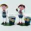 Popular metal indoor garden doll with flower pot