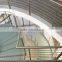 painted steel stringer laminated glass treads curved stairwith stainless steel rod railings