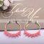 <<<2016 Gold Plated pink color Women Bohemian style beaded circle earring Charms hoop earrings/