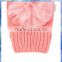pink plain knitted cotton hand gloves mitten with flower