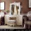 royal European French furniture antique white bedroom sets Bed Bedside table Wardrobe Dressing table Bench Commode Chair