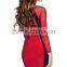 2015 winter party dress Black White Hourglass Mesh Long Sleeves Bodycon Dress women dresses fashion woman clothes ixxxxxxx