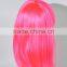 Synthetic pink straight wig with bangs cosplay wig N306