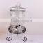 5L cylinder glass juice jar with metal rack