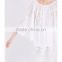 Customized Wholesale Lady's Apparel Front Pleated Round Neck Cotton-blend Lace Top(DQM002T)