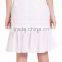 High Fashion Elegant White Knit Skirts Cut out Crochet Trim Track Midi Skirt For Ladies