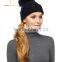 Ladies Winter Wool Hat Fur Pom Hat,Cut Winter Hat