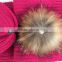 Myfur Fashion Winter Knitted Scarf Set With Hat Real Raccoon Fur Pom Pom Scarf Many Color
