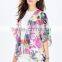 Open Front Lush Botanical Prints Kimono Women With Extended Back Hem