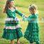 top selling lace long sleeve ruffle plain cotton girls dress