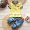 Kids Baby Korean Clothing Wholesale 2pcs Toddler Outfits Shirt + Denim Shorts New Design Boys Clothing Children