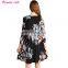 Wholesale Dark Floral Long Sleeve A-Line Tunic Dress