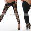 Wholesale High Qualit Punk Star Pattern Stitching Cut Hole Cycling Sex Leggings