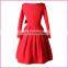Long Sleeves Boat Neck Belted Side Bowknot High Waisted Evening Dress