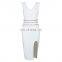 Fashionable High Quality Wedding Dressed With Split & Sleeveless Short Skirt