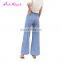 Aliexpress Hot Sale bulk wholesale Wide leg split new fashion sky blue jeans pants