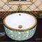 Round shape bathroom  green color wash countertop hand vanity art basin sinks