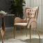 modern golden chrome legs fabric cushion dining chair for hotel