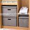 Large Collapsible Bins  Lids  Linen Fabric Containers Baskets Cube  Foldable Storage Boxes  with Cover for Home Bedroom