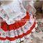 2020 Summer Spanish Lolita princess dress baby girl clothes lace stitching red dress for girl birthday party vestidos