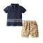 Summer T-shirt Cross-border children's clothing European and American boys Zhu Di Polo shirt Dinosaur shorts suit Baby casual