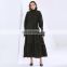 TWOTWINSTYLE Long Dress For Women Stand Collar Puff Sleeve High Waist Hollow Out Fashion