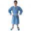 Blue lab coats disposable adult jackets with knit collar & cuff