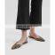 Women handmade beautiful snake print design pointed toe back elastic band flat sandals shoes