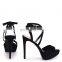 Ladies latest beautiful handmade black stiletto high heels open back platform with crossover front straps women sandals shoes