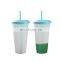 2021 Hot Sale Plastic Mugs Color Changing Tumbler Cups Bulk Christmas Plastic Magic Mugs with Lids and Straws