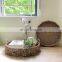 Round Seagrass Woven Serving Tray with Handles Ottoman Tray for Breakfast