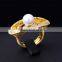 New Casting Design Statement Luxury Pearl MOP Brass Jewelry Cubic Zirconia Ring