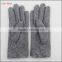 ladies winter warm grey woolen dress fashion hand gloves with fur and button