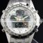 Brand New mens man analog digital alarm white face stainless steel sport quartz watch