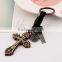 2015 Hot Sale Fashion Punk Style Keychain Cross Shape Pendant Leather Keychain