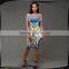 Vintage Off Shoulder Traditional African Printed Dashiki Bodycon Mini Dress