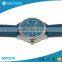 high quality leather band blue strap case stainless steel wristwatch