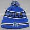 2015 FASHION ACRYLIC TEAM POMPOMS WINTER HAT WITH EMBROIDERY LOGO