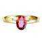 18K gold inlaid natural ruby ring female color gem girl