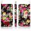 Unique design wallet leather case floral leather case for iphone